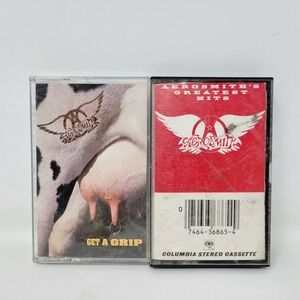 Aerosmith Cassette Tape Lot Get A Grip & Greatest Hits Classic Hard Rock 90s 80s